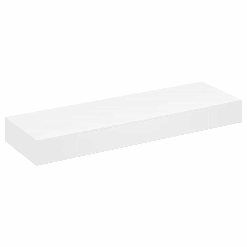 Étagère murale avec 1 tiroir MDF Blanc Rangement de livres/DVD - XIOS