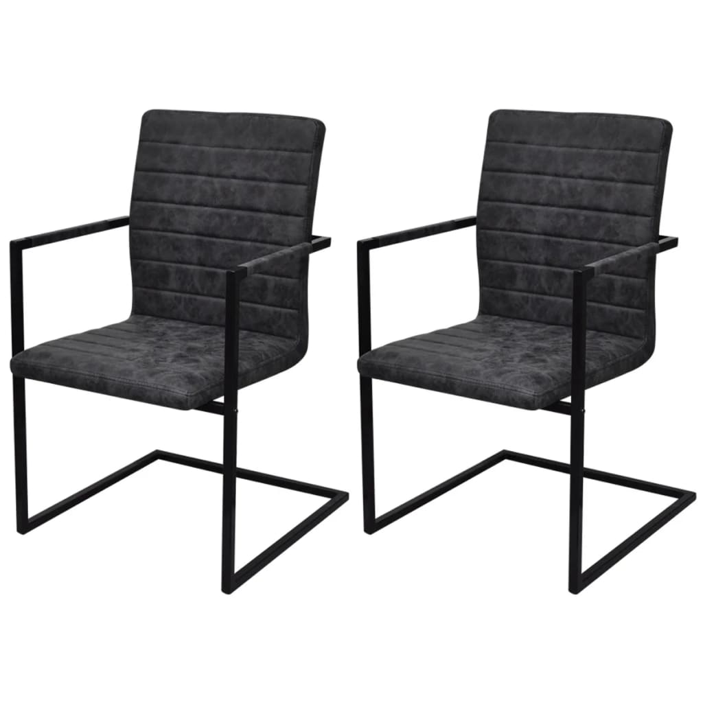 Chaises à manger cantilever lot de 2 noir similicuir - XIOS