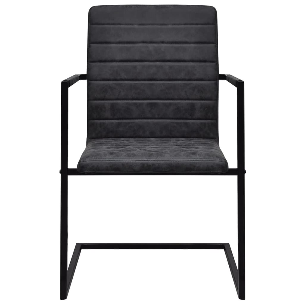 Chaises à manger cantilever lot de 2 noir similicuir - XIOS