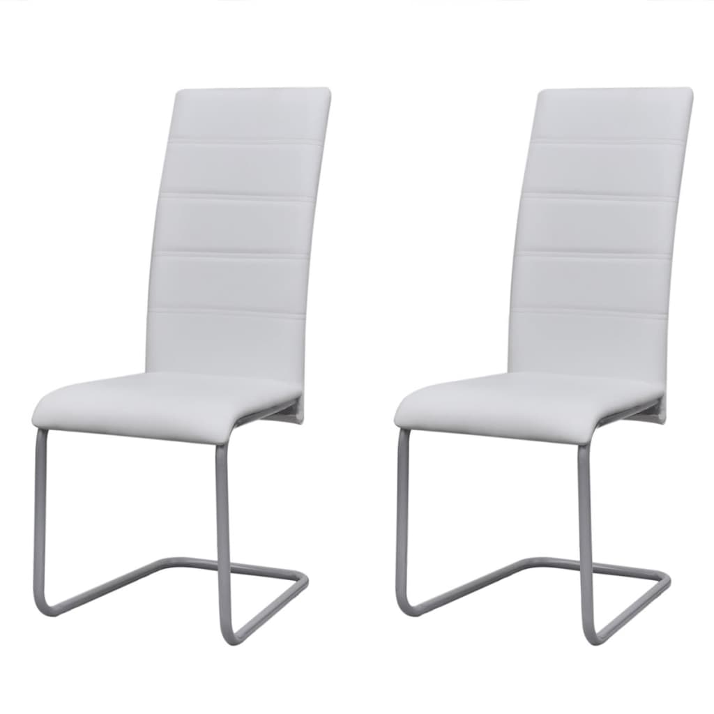 Chaises à manger cantilever lot de 2 blanc similicuir - XIOS