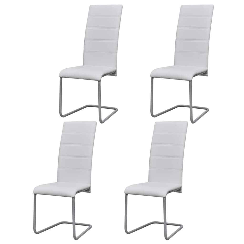 Chaises à manger cantilever lot de 4 blanc similicuir - XIOS