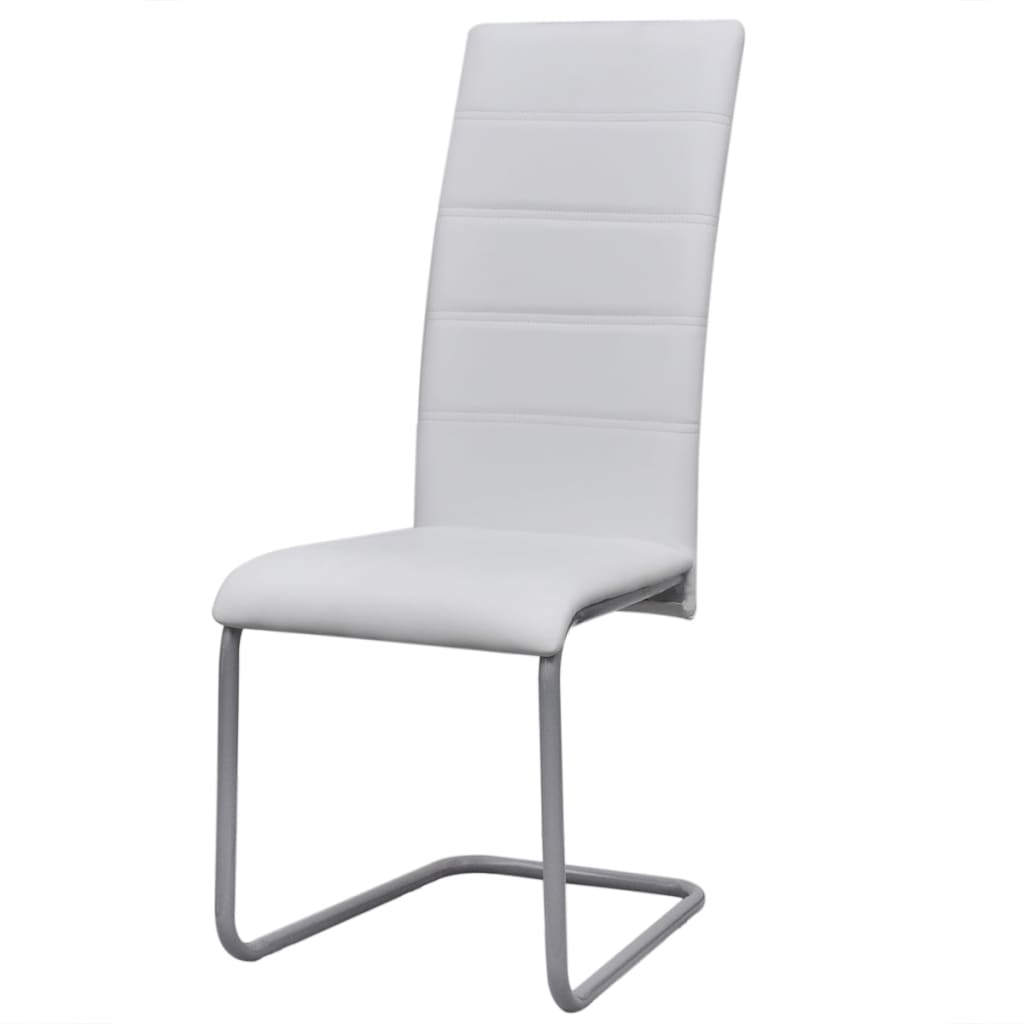 Chaises à manger cantilever lot de 4 blanc similicuir - XIOS