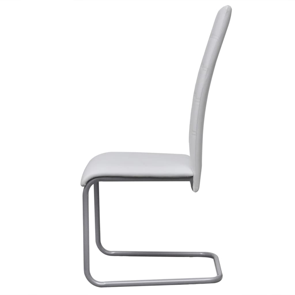 Chaises à manger cantilever lot de 4 blanc similicuir - XIOS