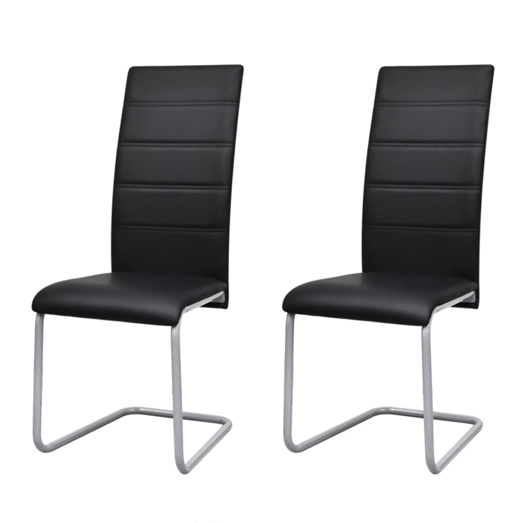 Chaises à manger cantilever lot de 2 noir similicuir - XIOS