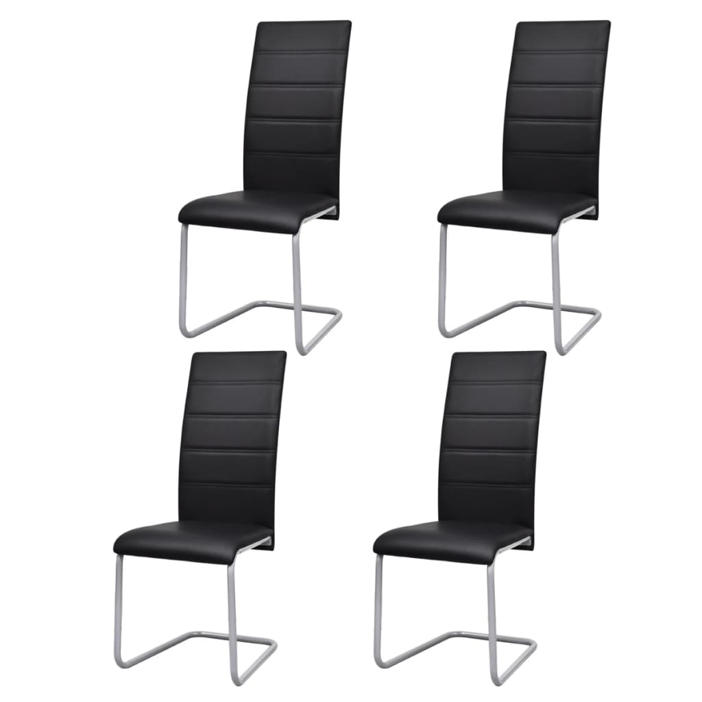 Chaises à manger cantilever lot de 4 noir similicuir - XIOS
