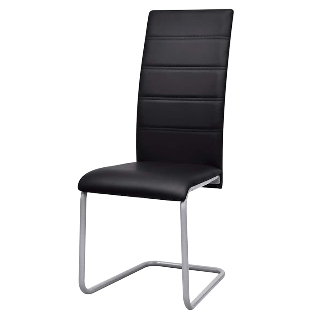 Chaises à manger cantilever lot de 4 noir similicuir