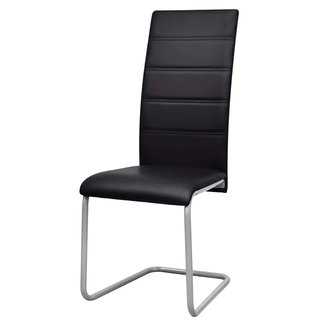 Chaises à manger cantilever lot de 4 noir similicuir - XIOS