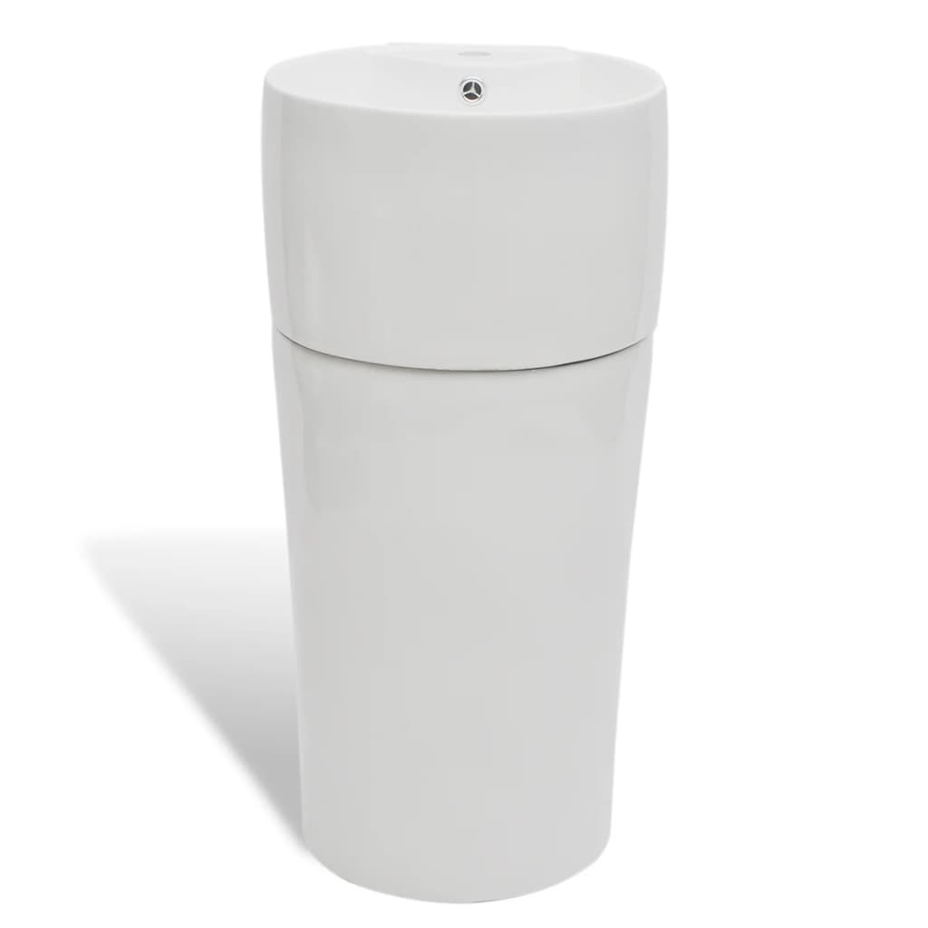 Vasque à trou de trop-plein/robinet céramique Blanc pour salle de bain Lavabos vidaXL