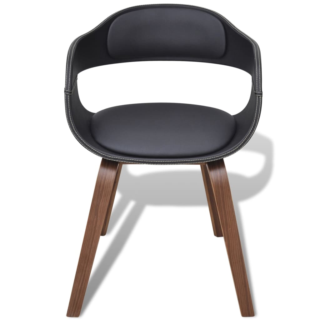 Chaises à manger lot de 2 noir bois courbé et similicuir - XIOS
