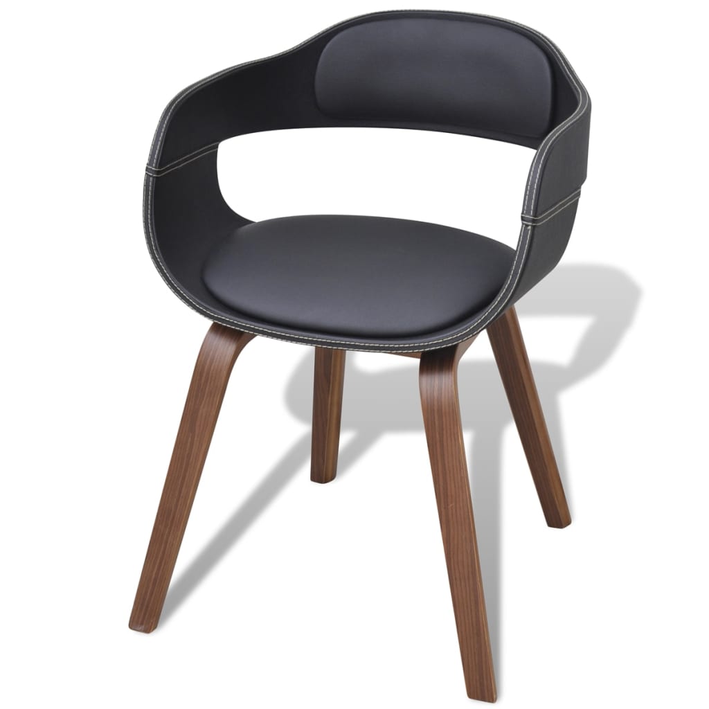 Chaises à manger lot de 2 noir bois courbé et similicuir - XIOS