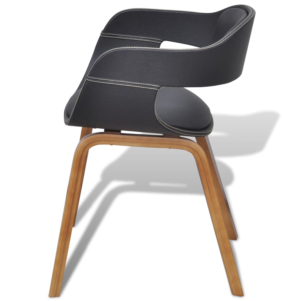 Chaises à manger lot de 2 noir bois courbé et similicuir - XIOS