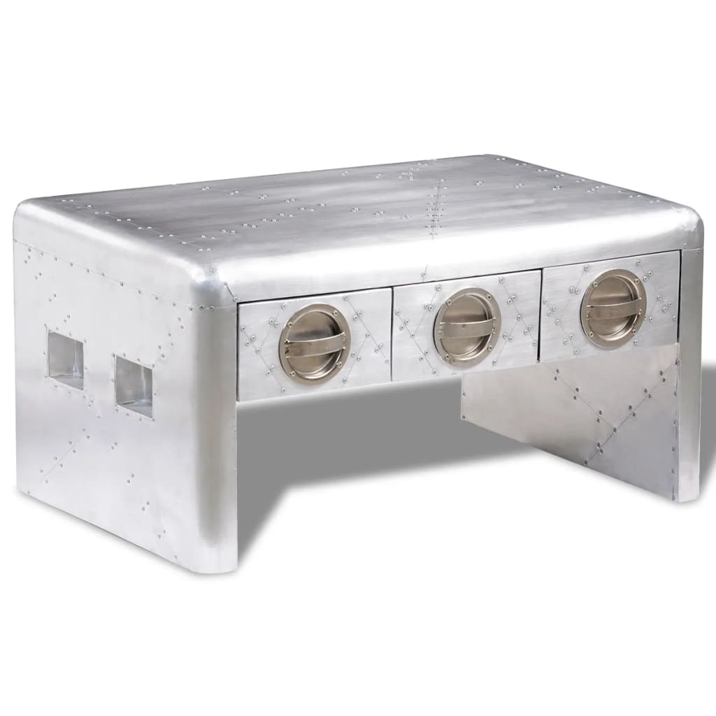 Table basse 3 tiroirs vintage Style d'aviation - XIOS