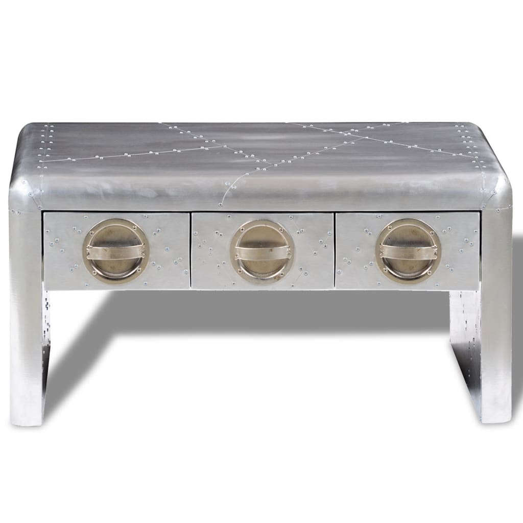 Table basse 3 tiroirs vintage Style d'aviation - XIOS