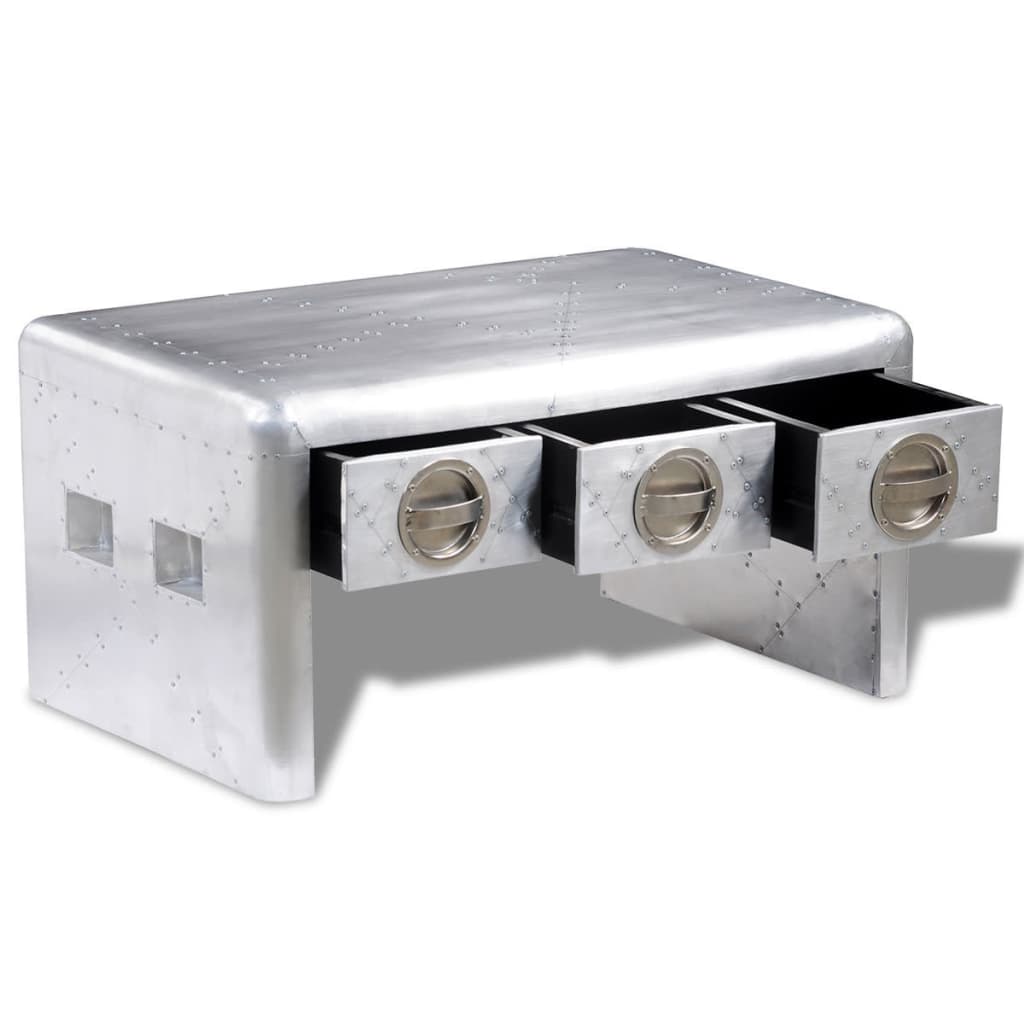 Table basse 3 tiroirs vintage Style d'aviation - XIOS
