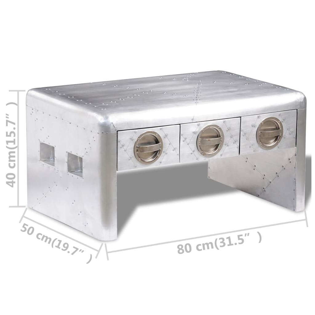 Table basse 3 tiroirs vintage Style d'aviation - XIOS