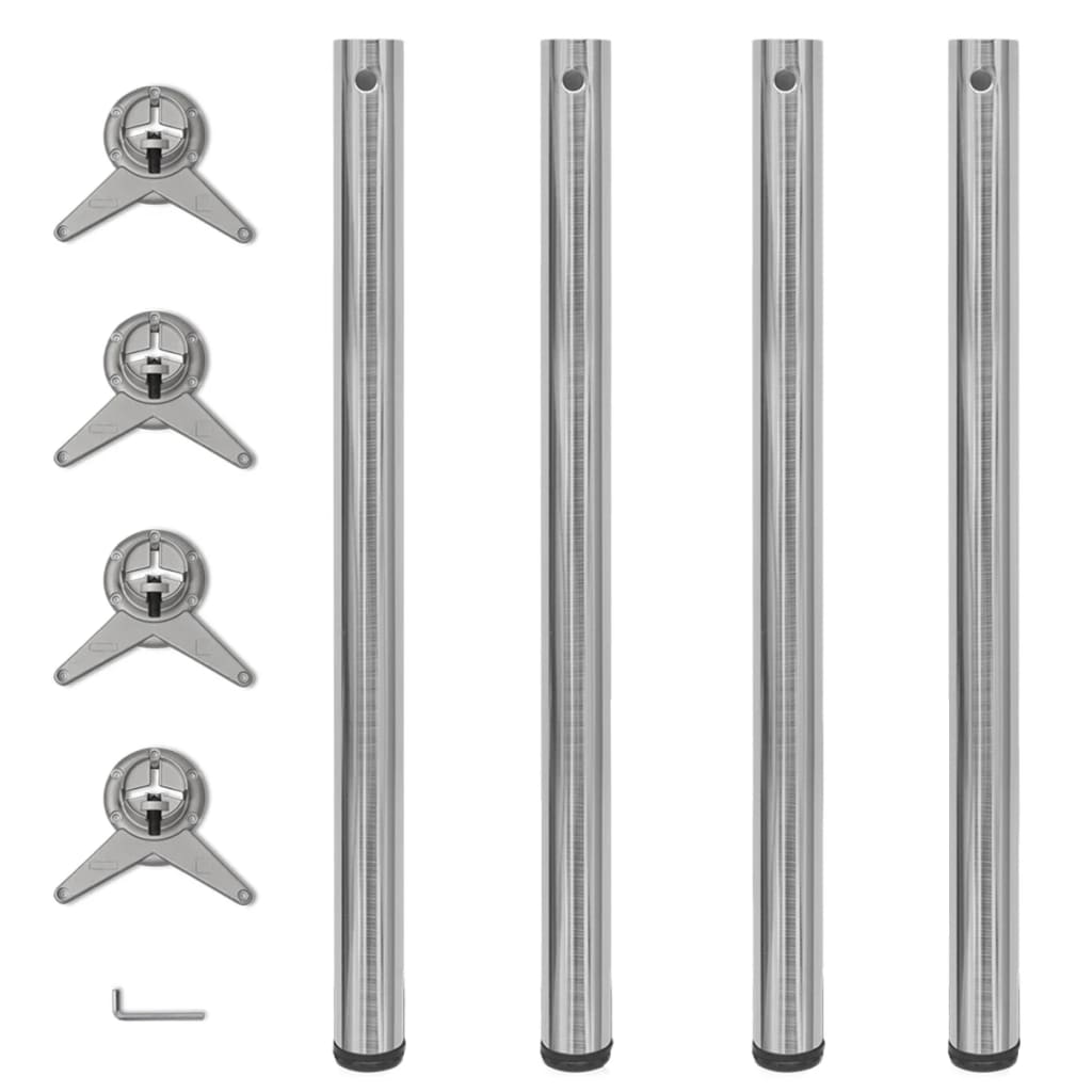 4 pieds de table réglables en hauteur 870 mm Nickel brossé - XIOS