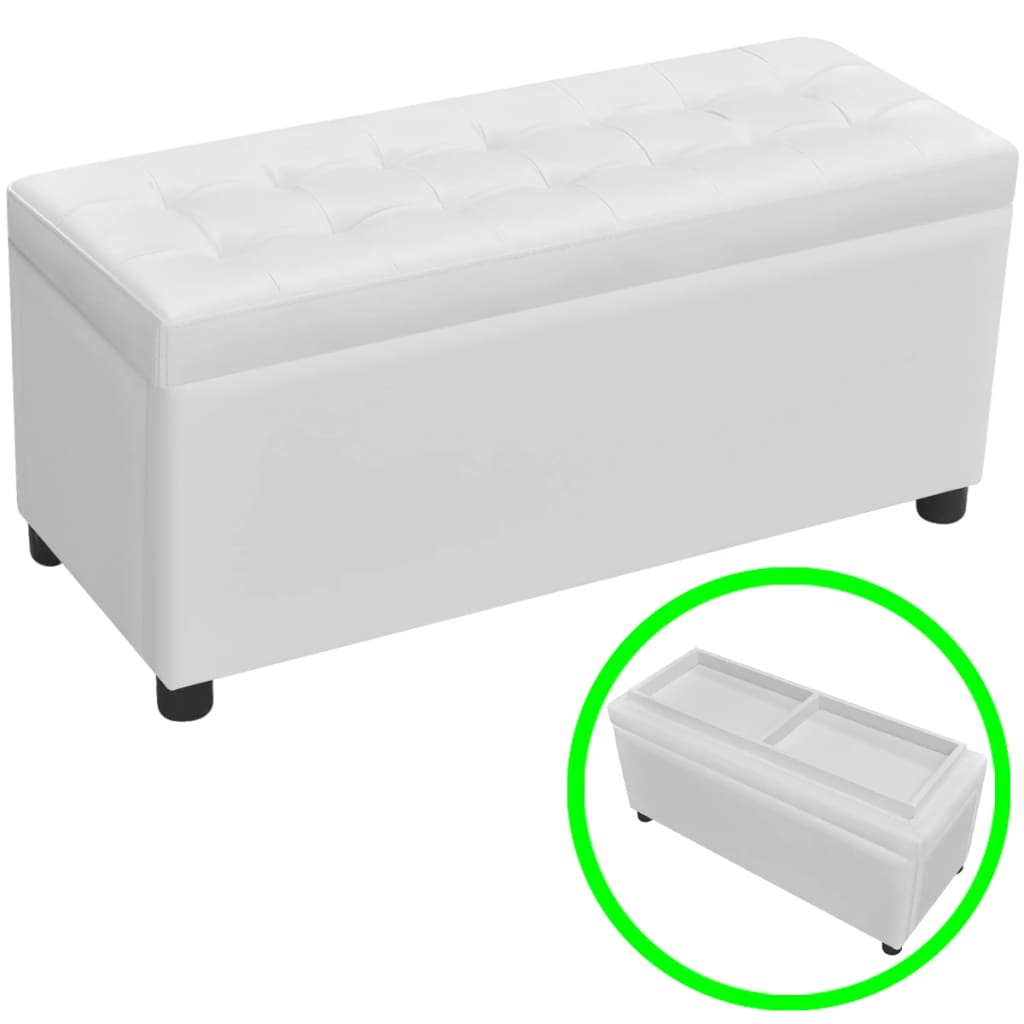 Pouf de rangement Cuir synthétique Blanc - XIOS