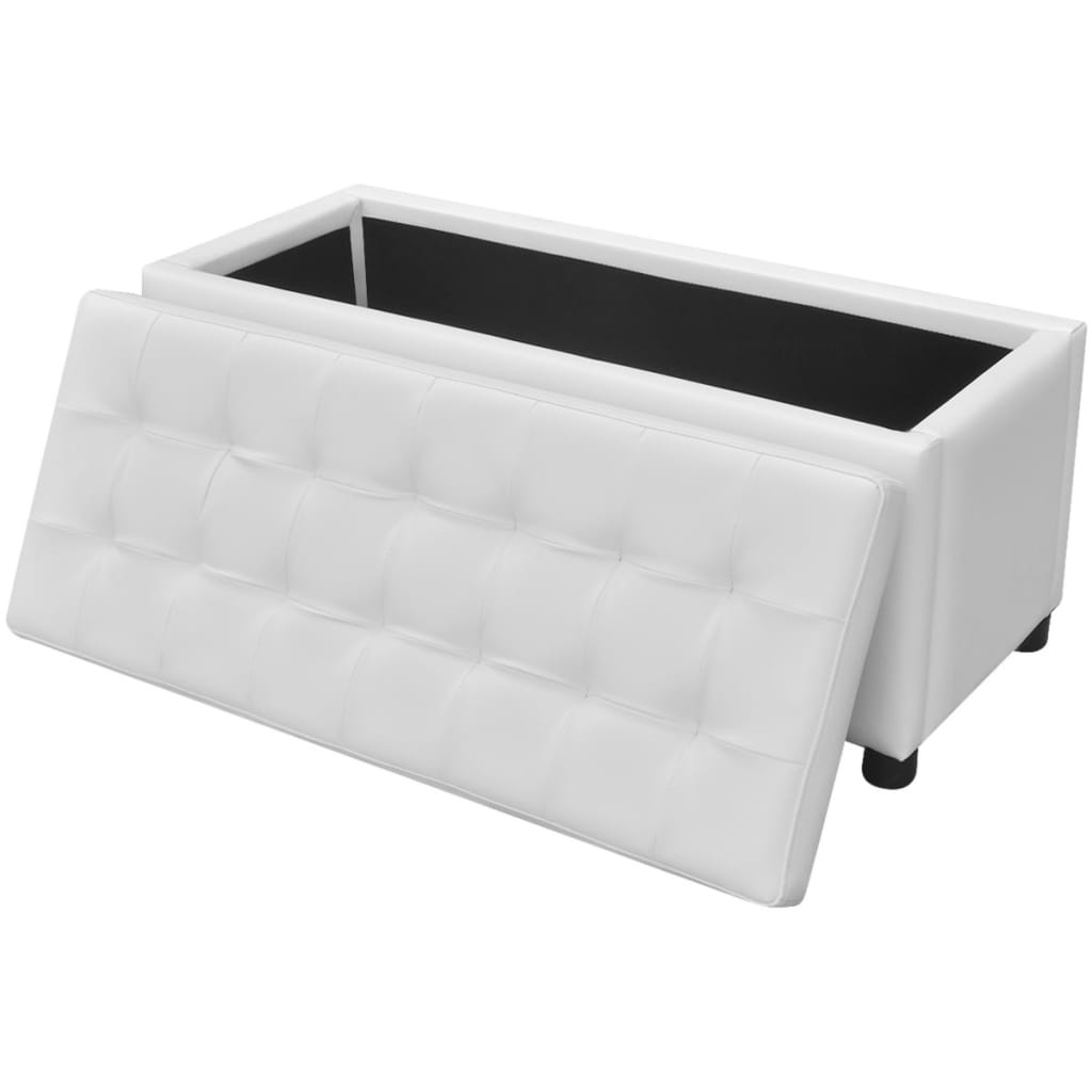 Pouf de rangement Cuir synthétique Blanc - XIOS
