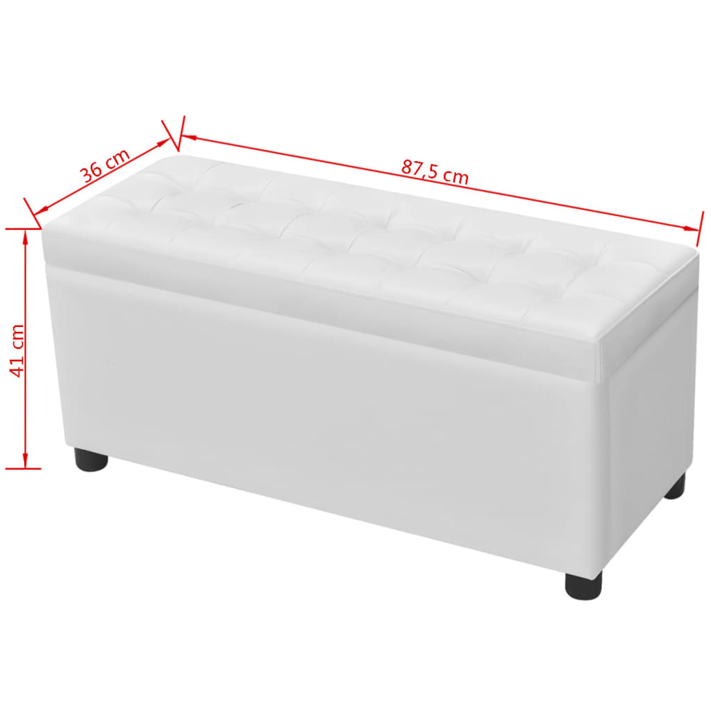 Pouf de rangement Cuir synthétique Blanc - XIOS