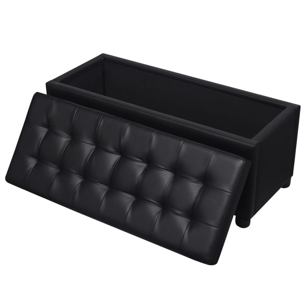 Pouf de rangement Cuir synthétique Noir - XIOS