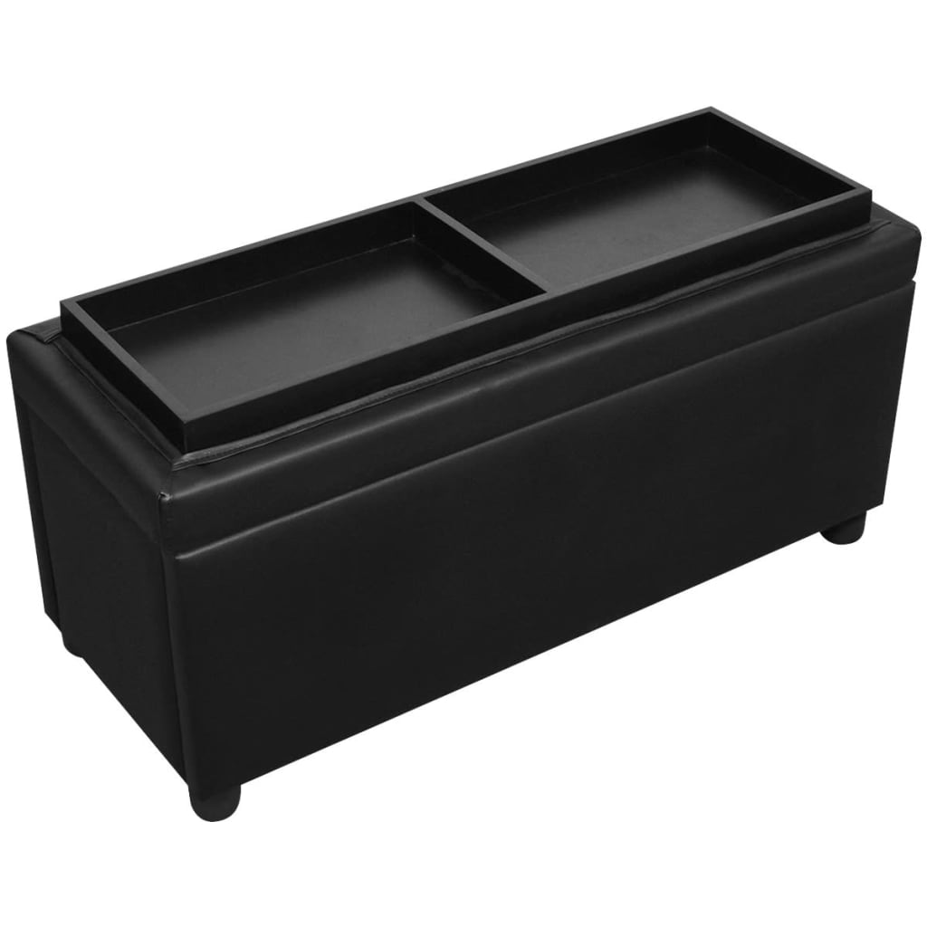 Pouf de rangement Cuir synthétique Noir