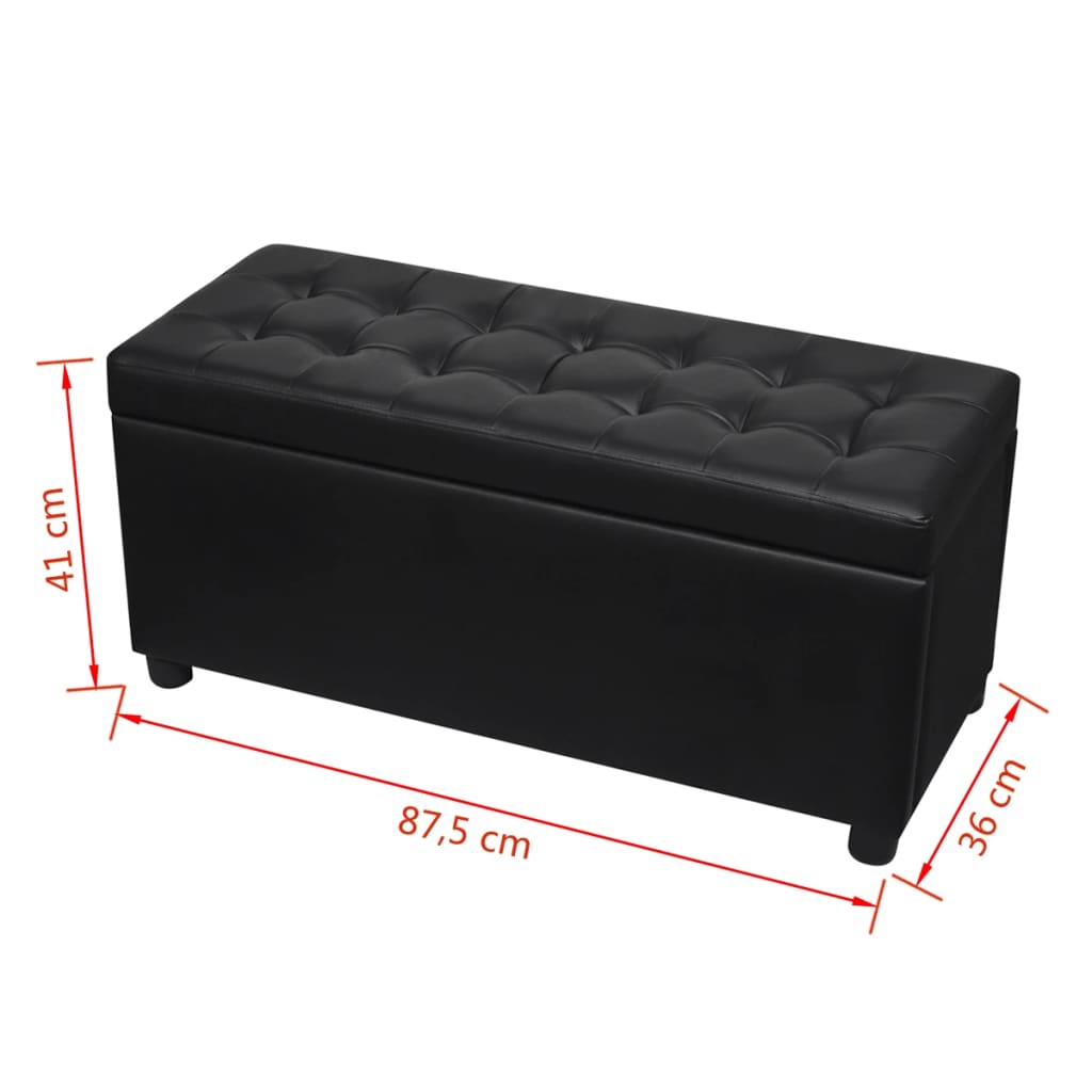 Pouf de rangement Cuir synthétique Noir
