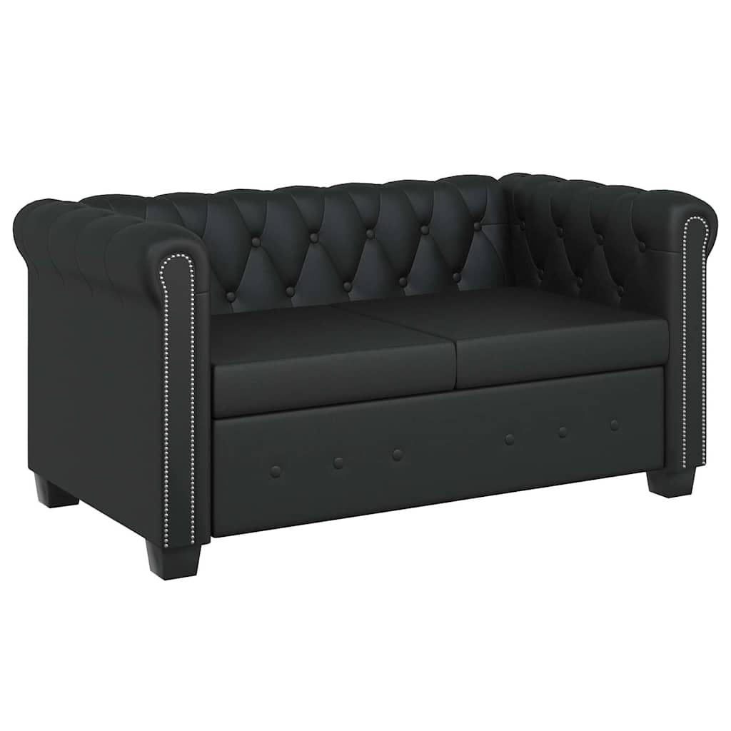 Canapé Chesterfield à 2 places cuir synthétique noir - XIOS