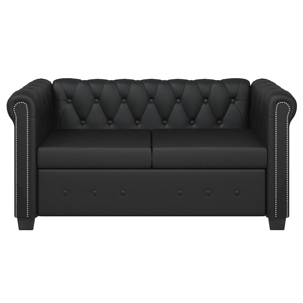 Canapé Chesterfield à 2 places cuir synthétique noir - XIOS