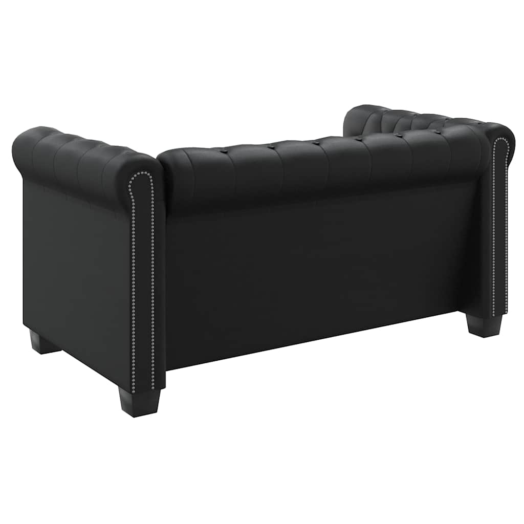 Canapé Chesterfield à 2 places cuir synthétique noir - XIOS