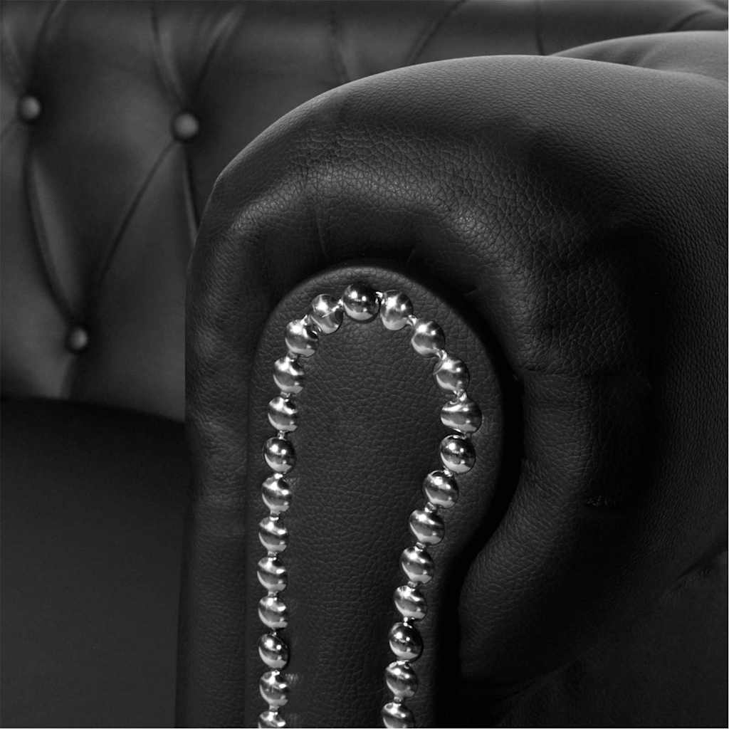 Canapé Chesterfield à 2 places cuir synthétique noir - XIOS