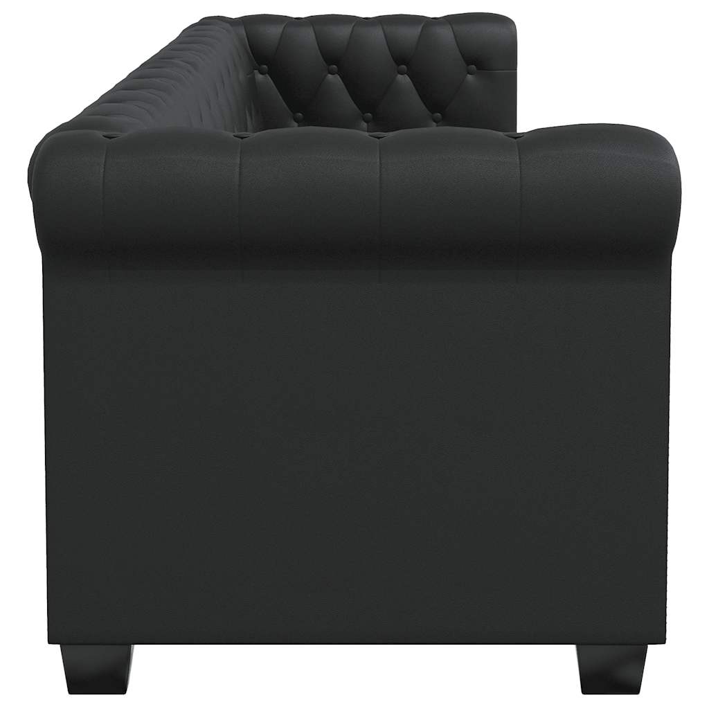 Canapé Chesterfield à 3 places cuir synthétique noir - XIOS