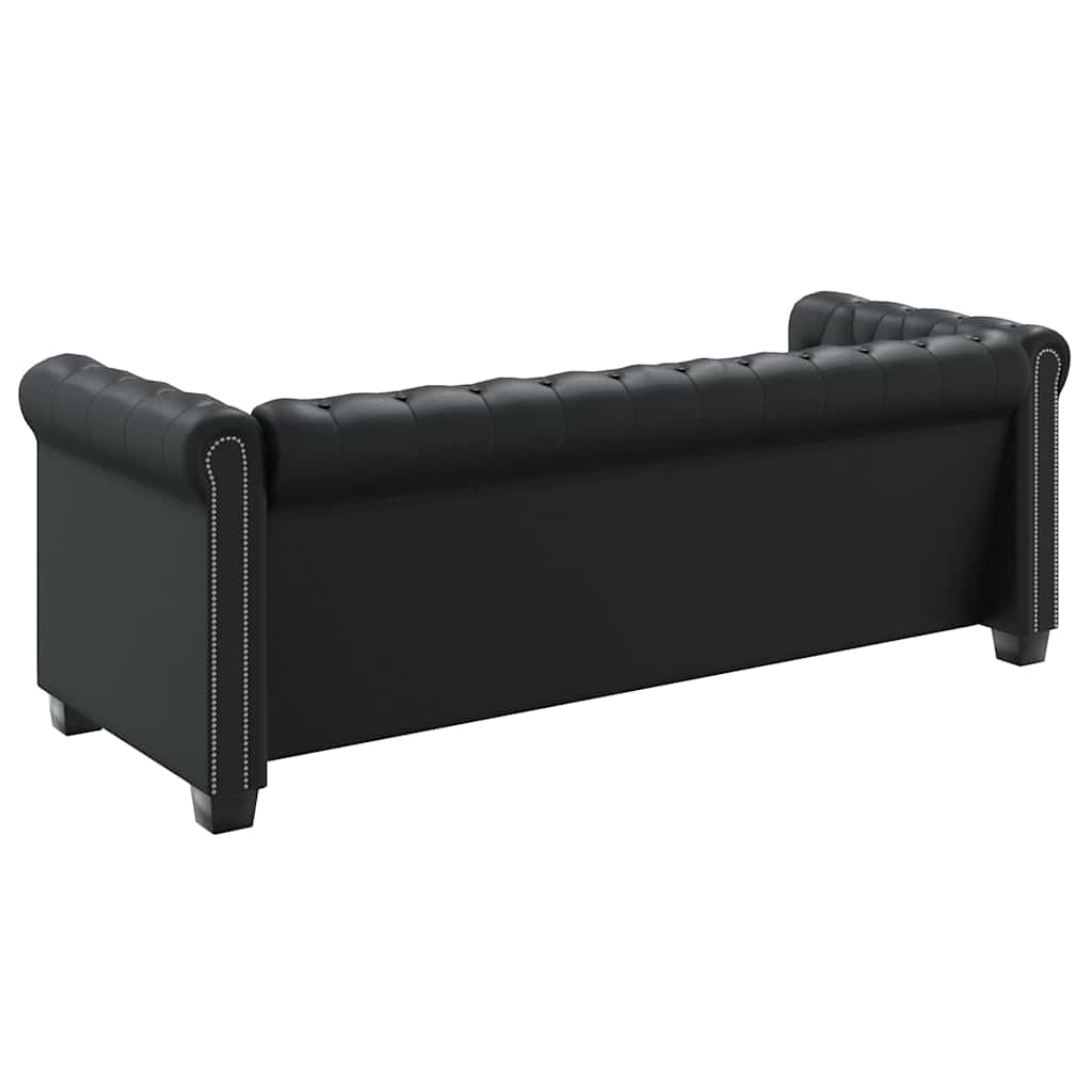 Canapé Chesterfield à 3 places cuir synthétique noir - XIOS