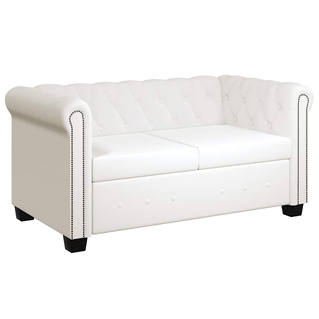 Canapé Chesterfield à 2 places cuir synthétique blanc