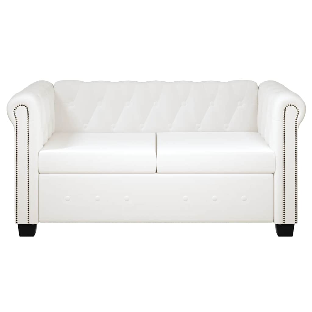 Canapé Chesterfield à 2 places cuir synthétique blanc - XIOS