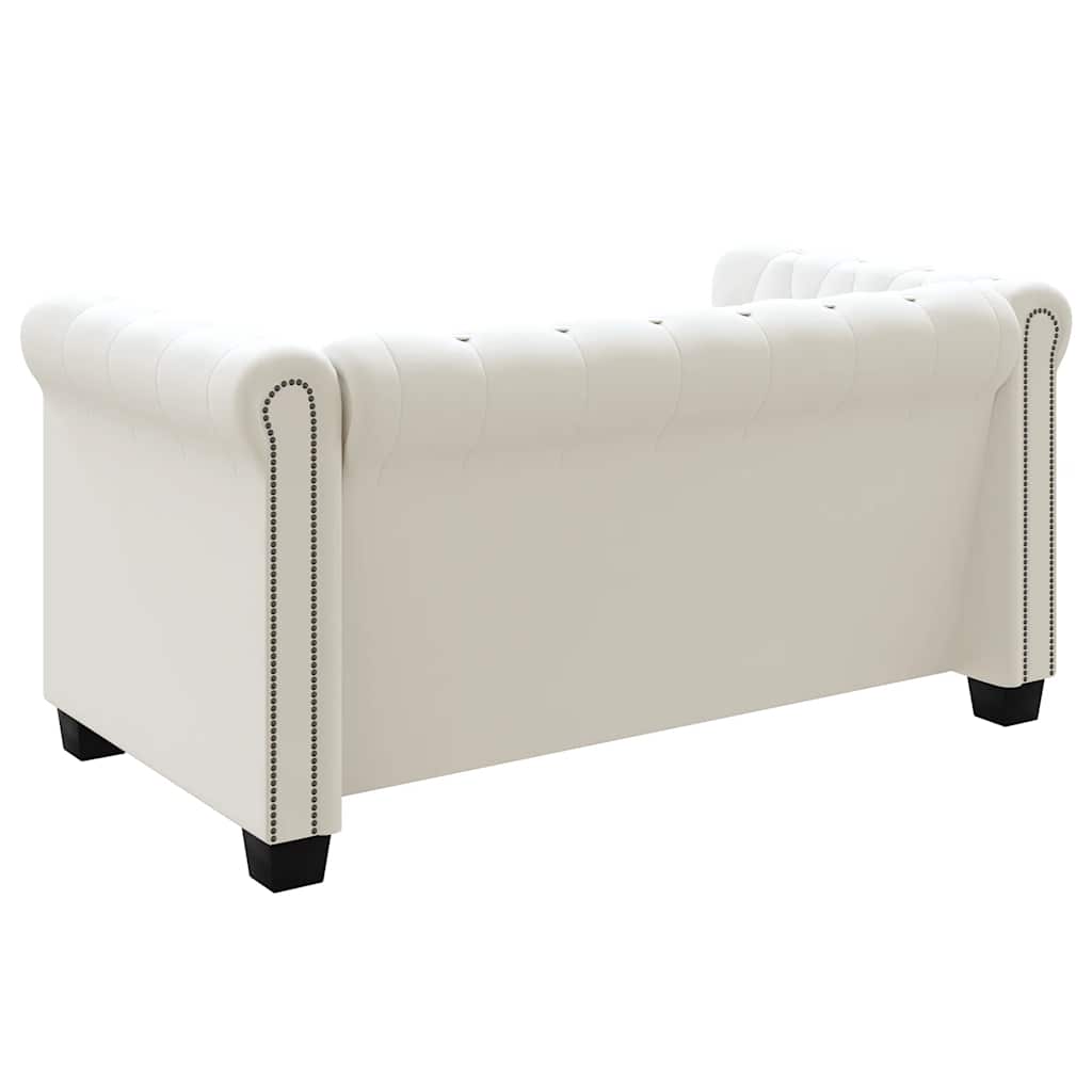 Canapé Chesterfield à 2 places cuir synthétique blanc