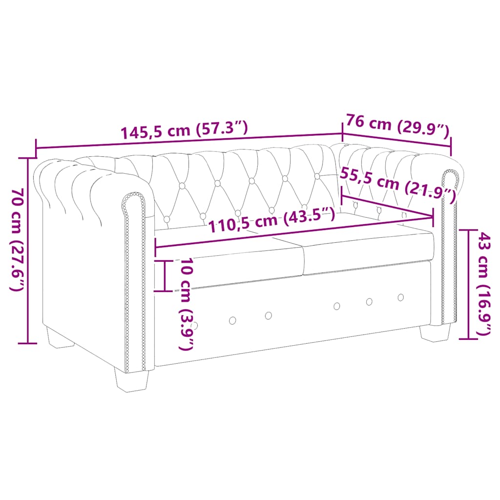 Canapé Chesterfield à 2 places cuir synthétique blanc