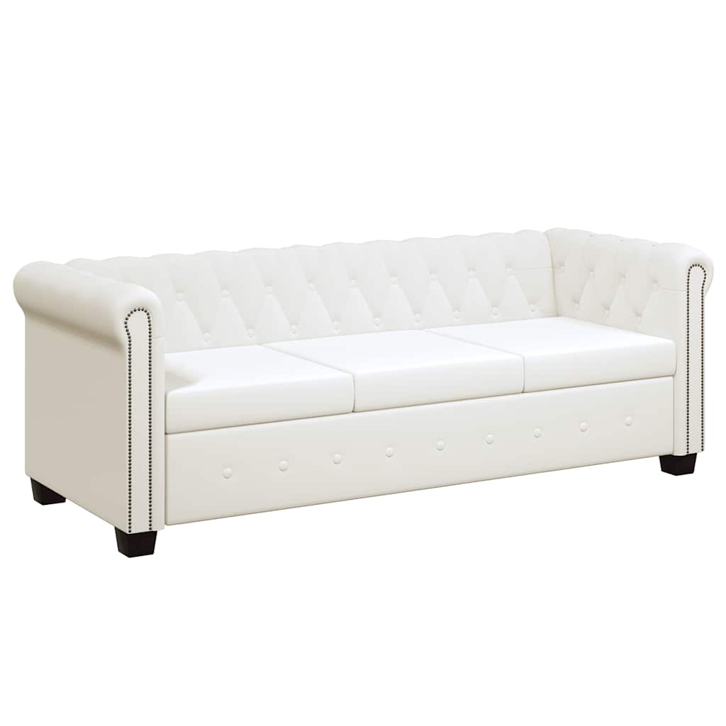 Canapé Chesterfield à 3 places cuir synthétique blanc - XIOS