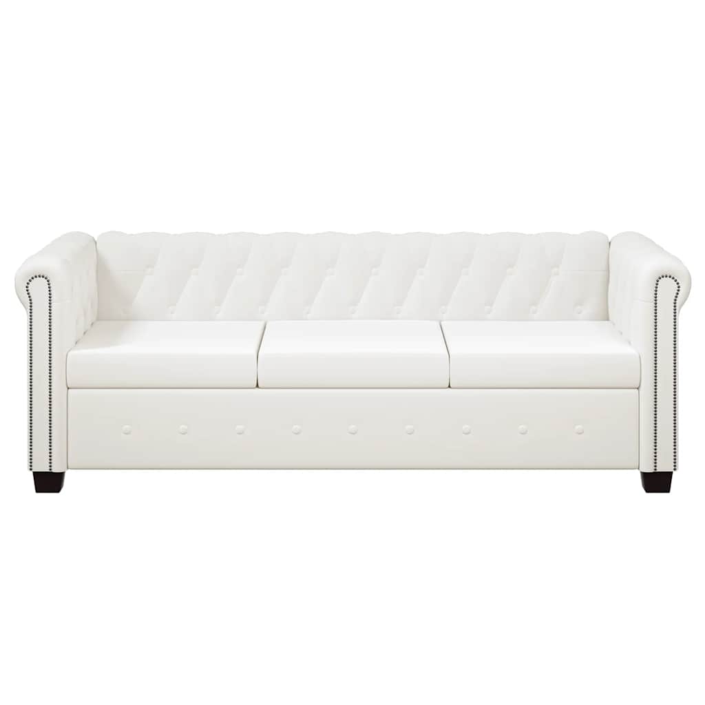 Canapé Chesterfield à 3 places cuir synthétique blanc - XIOS