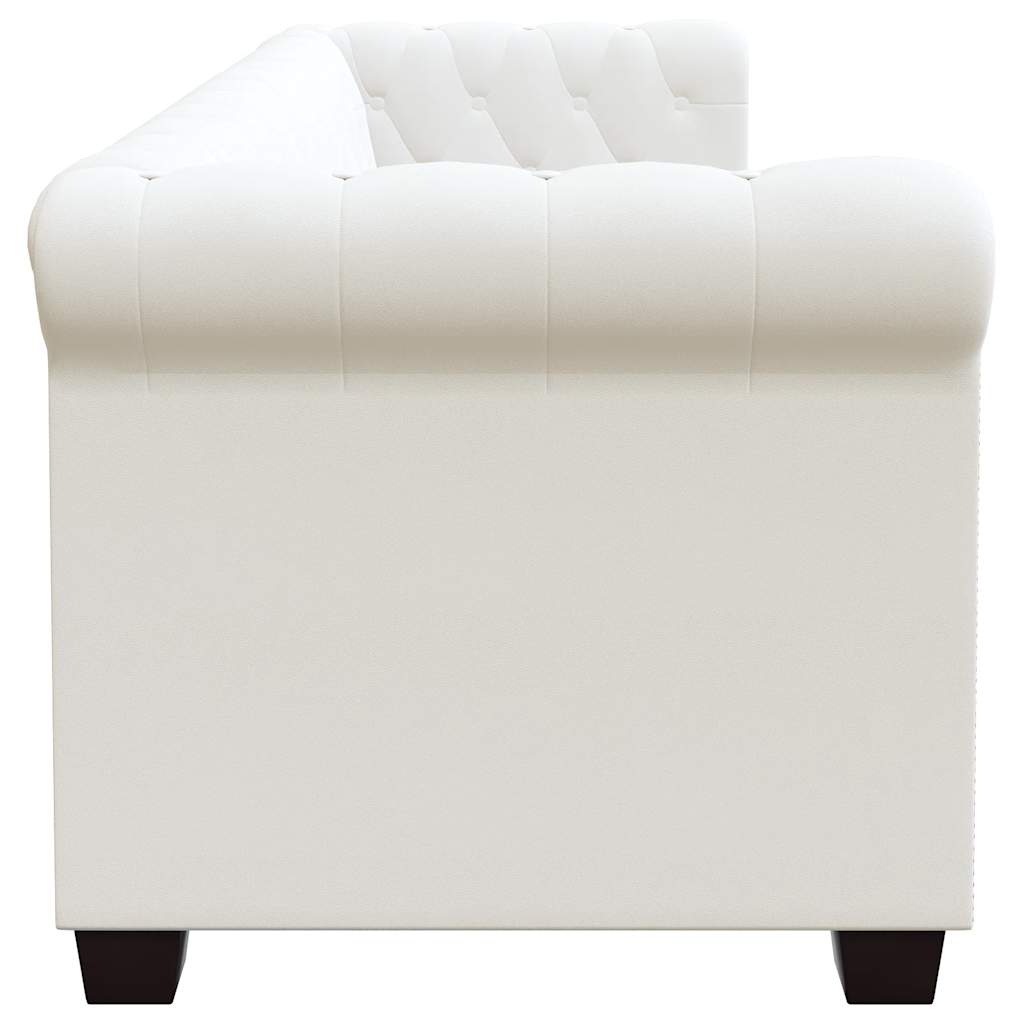 Canapé Chesterfield à 3 places cuir synthétique blanc - XIOS