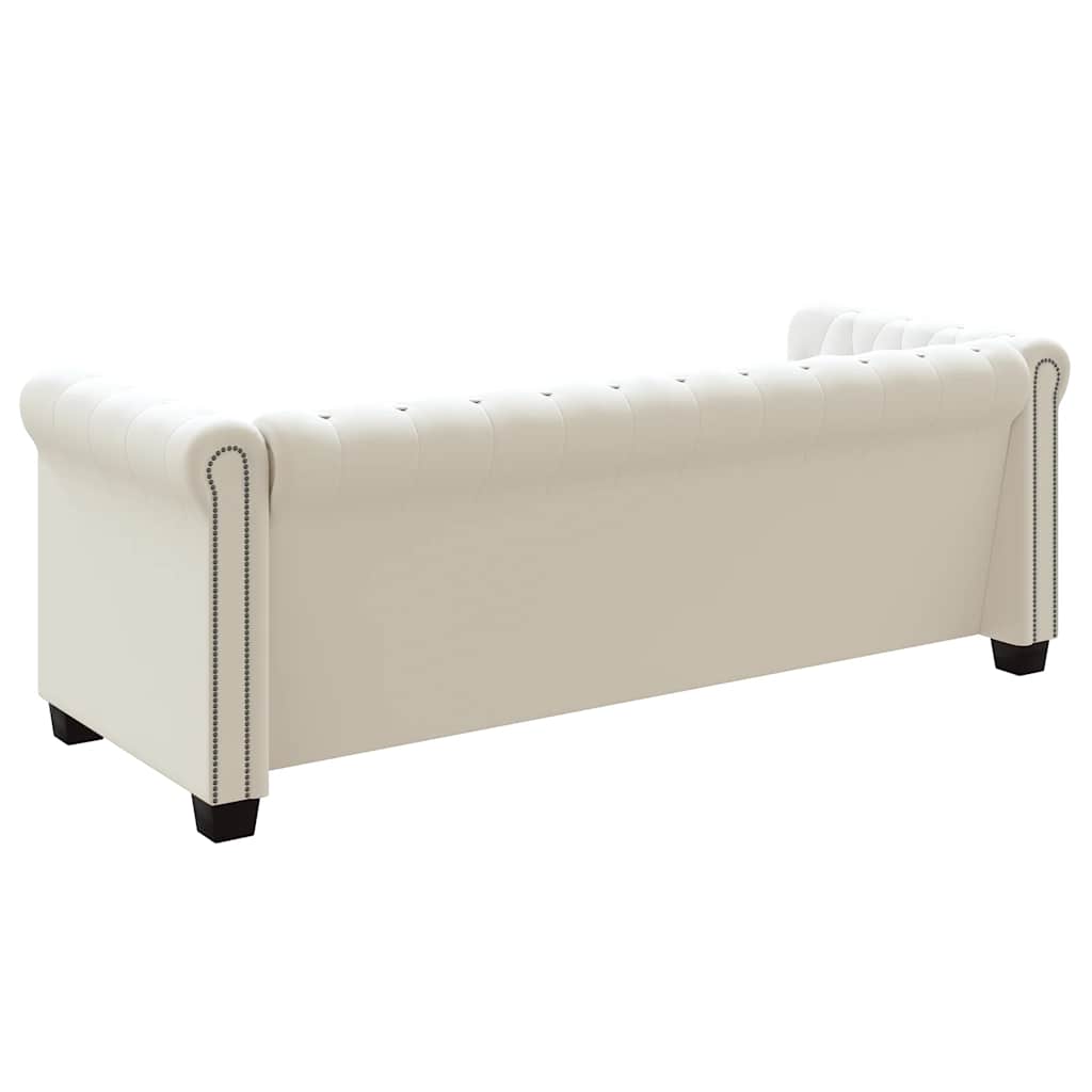 Canapé Chesterfield à 3 places cuir synthétique blanc - XIOS