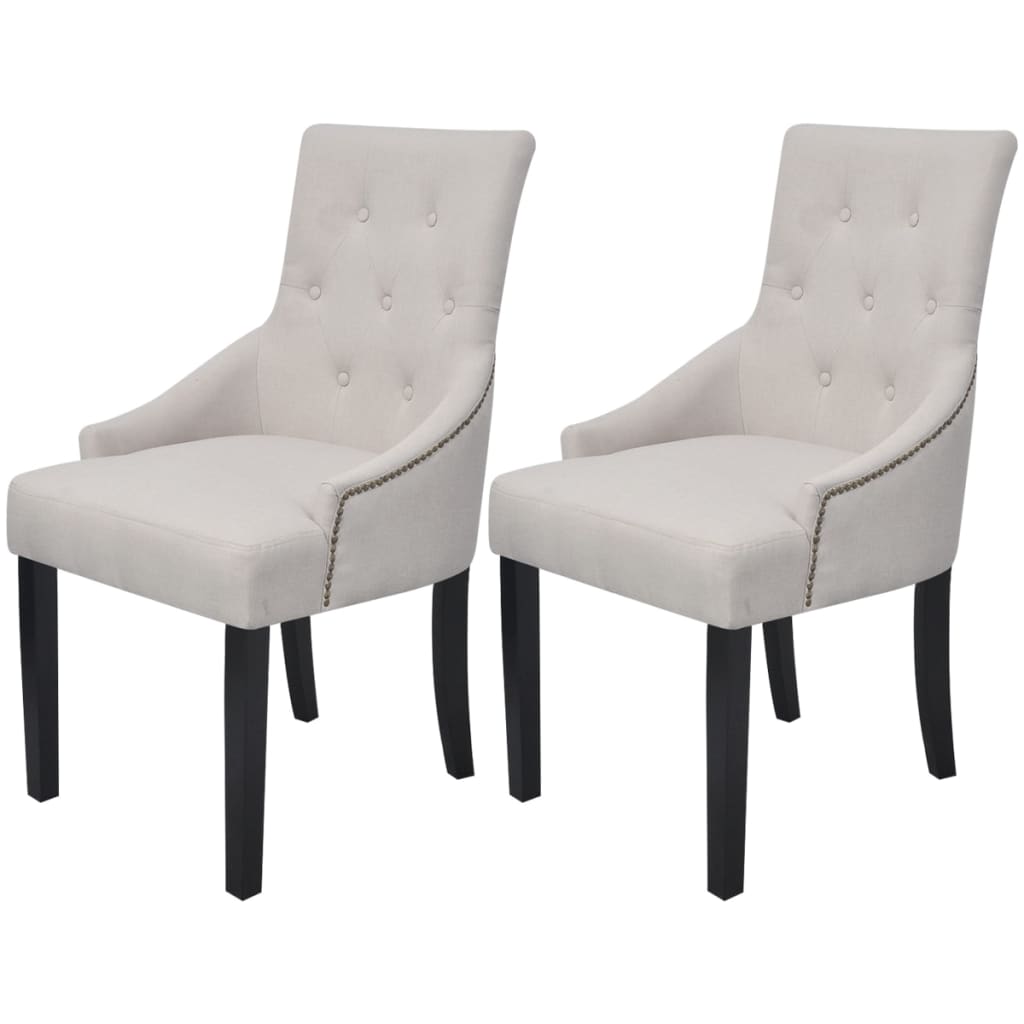 Chaises à manger lot de 2 gris crème tissu - XIOS