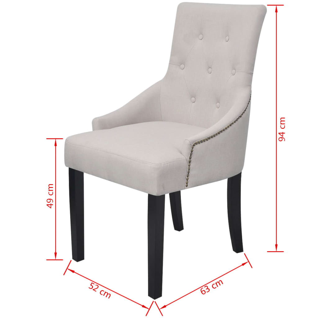 Chaises à manger lot de 2 gris crème tissu - XIOS