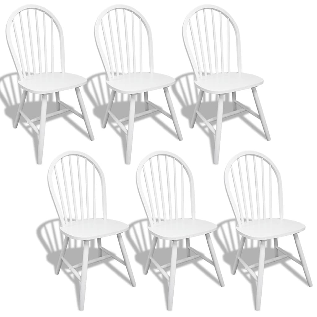 Chaises à manger lot de 6 blanc bois d'hévéa solide - XIOS