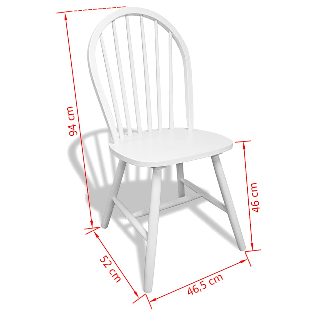 Chaises à manger lot de 6 blanc bois d'hévéa solide