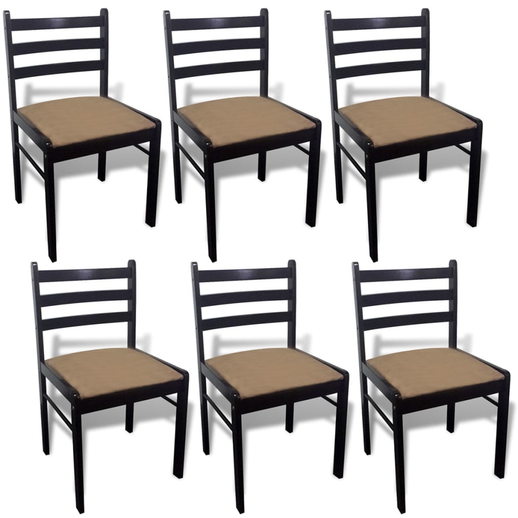 Chaises à manger lot de 6 marron bois solide et velours - XIOS