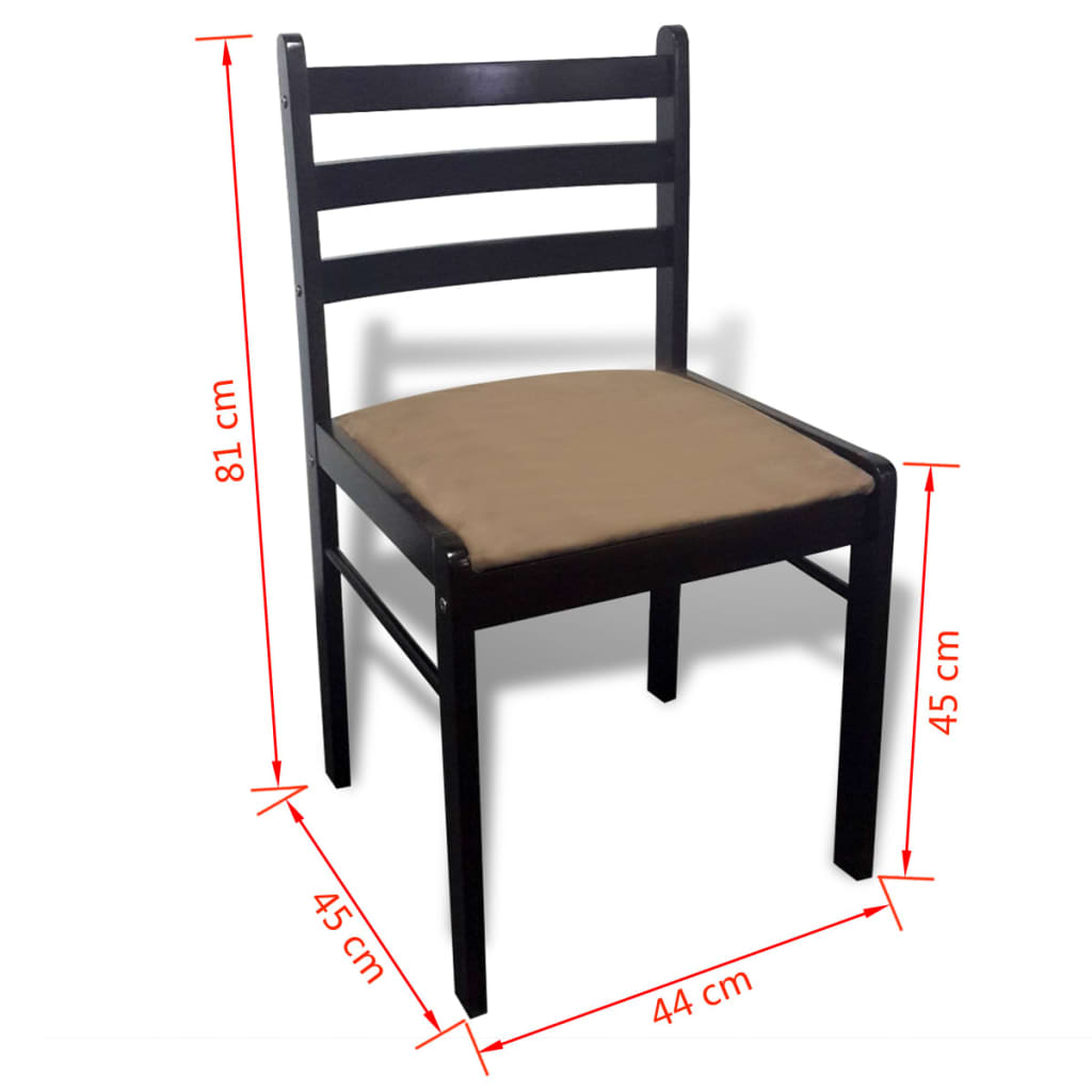 Chaises à manger lot de 6 marron bois solide et velours - XIOS