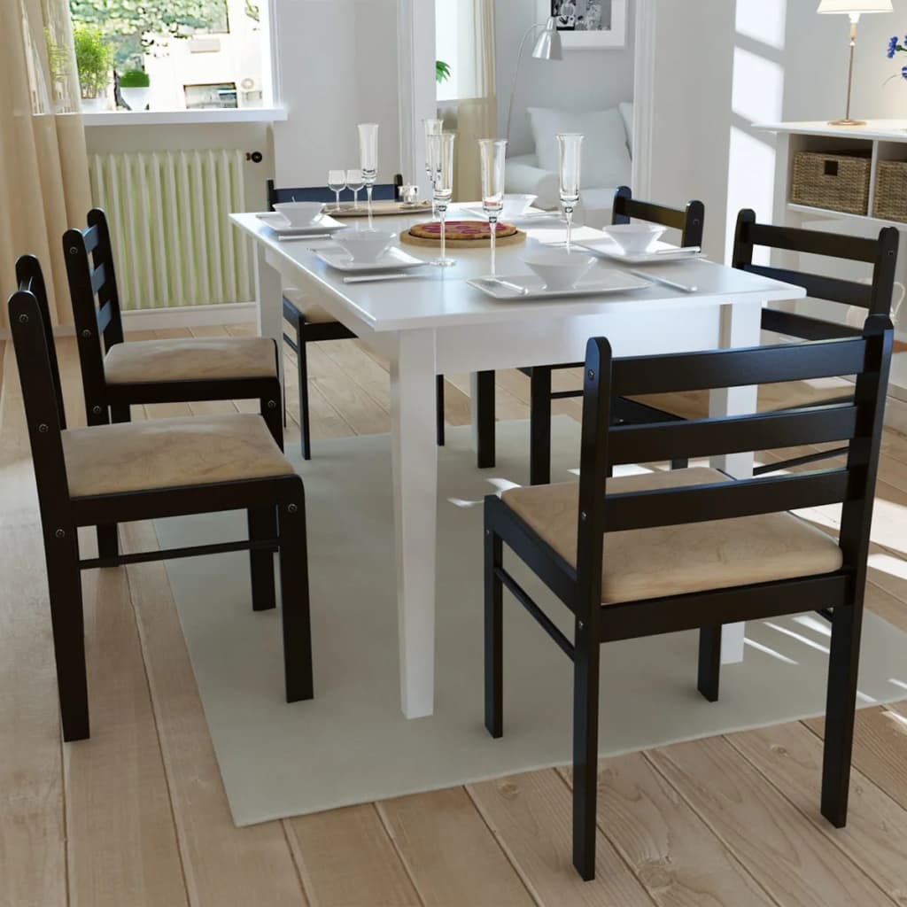 Chaises à manger lot de 6 marron bois solide et velours - XIOS