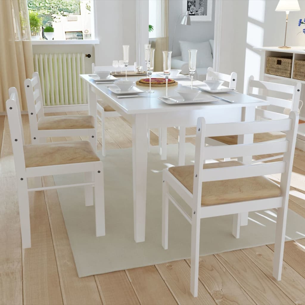 Chaises à manger lot de 6 blanc bois solide et velours - XIOS
