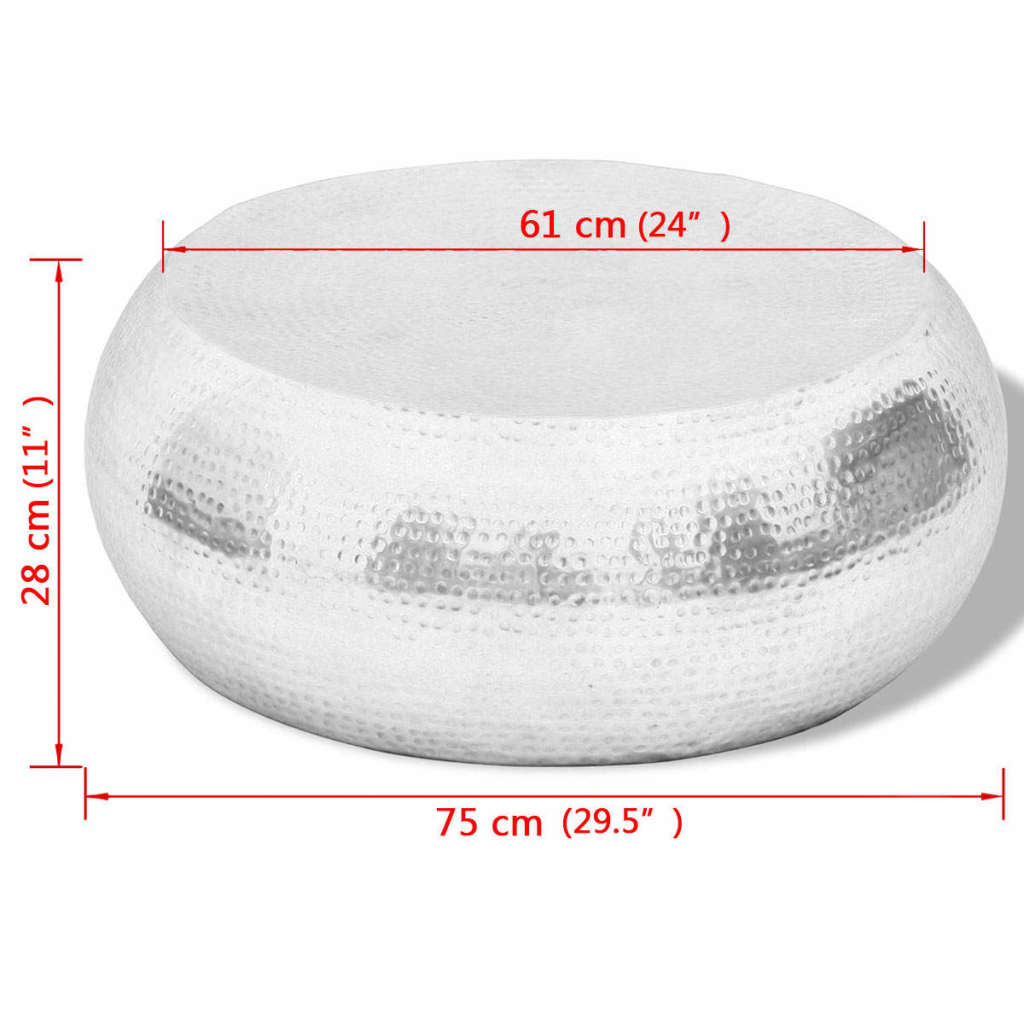 Table basse martelée en aluminium Argenté - XIOS