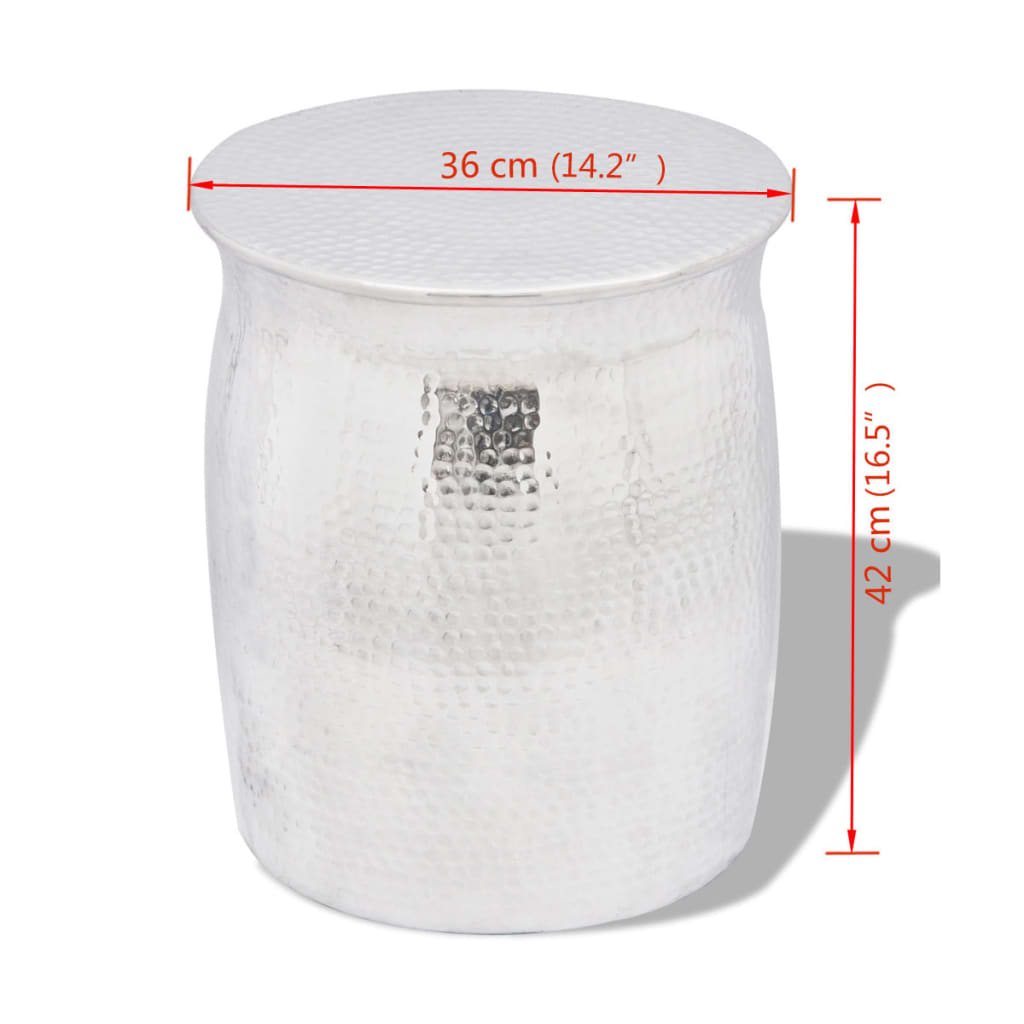 Table basse/tabouret martelé en aluminium Argenté - XIOS